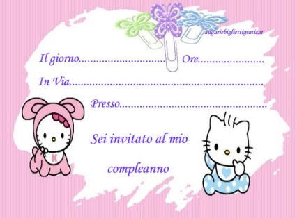 invito di compleanno di hello kitty colorato di rosa - Inviti Di Compleanno Hello Kitty